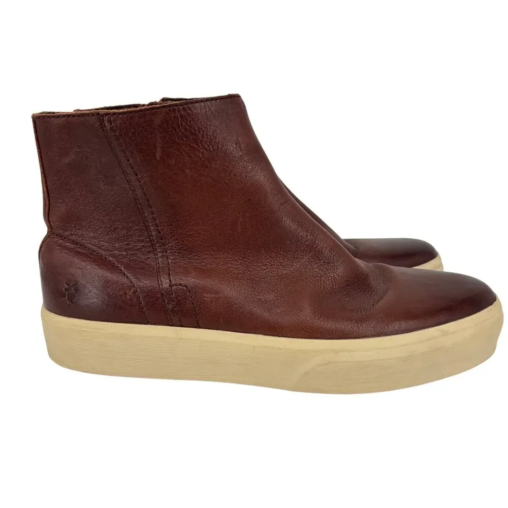 Frye Beacon Boots Mens Size 11.5 Brown Leather Inside Zip Casual Dress